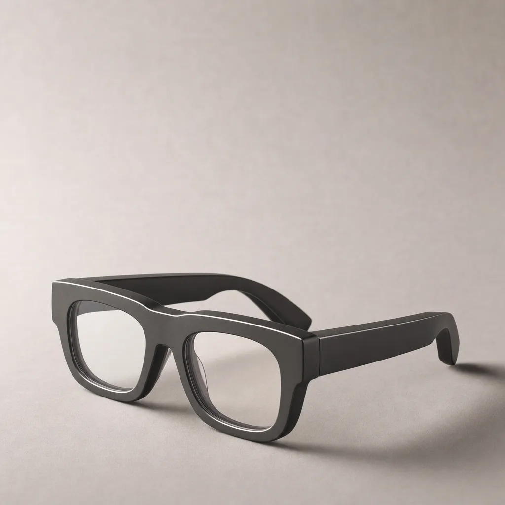 Concept render: minimal white-aluminium smart glasses, folded